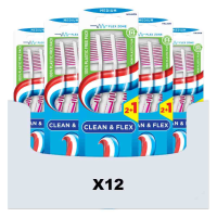 12X Aquafresh Tandenborstel Clean & Flex Medium 3 stuks