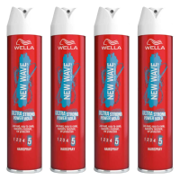 4X Wella New Wave Ultra Strong Power Hold Haarspray 250 ml