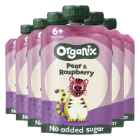 6X Organix Knijpfruit 6+m Peer & Framboos BIO 100 gr