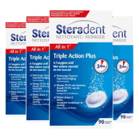 4X Steradent Triple Action Plus Kunstgebit Reiniger 90 tabletten