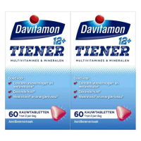 2X Davitamon Tiener 12+ Aardbei 60 kauwtabletten