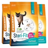 3X Fokker Steri Fit Kattenvoer Skin & Coat 2,5 kg