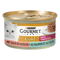 Gourmet Kattenvoer Nat Gold Hartig Torentje Duo Zalm en Koolvis 85 gr