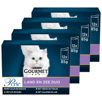 4X Gourmet Kattenvoer Nat Perle Duo Rund   Kip 12 x 85 gr
