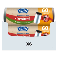 6X Swirl Pedaalemmerzakken met Fixeerband 60 liter 10 stuks