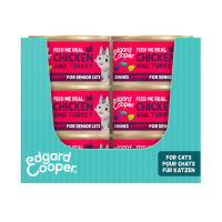 18X Edgard & Cooper Kattenvoer Senior Chunks Kip   Kalkoen 85 gr