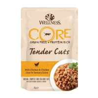 48X Wellness Core Kattenvoer Tender Cuts Kip   Kippenlever 85 gr