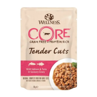 48X Wellness Core Kattenvoer Tender Cuts Zalm   Tonijn 85 gr