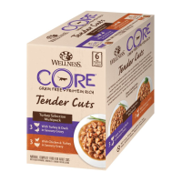 4X Wellness Core Kattenvoer Tender Cuts Selection 6 pack Kalkoen 6 x 85 gr
