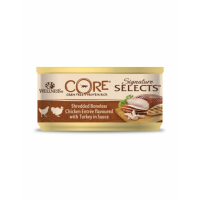 24X Wellness Core Kattenvoer Signature Selects Shredded Kip   Kalkoen 79 gr