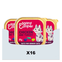 16X Edgard & Cooper Kattenvoer Senior Pate Kip   Kalkoen 85 gr