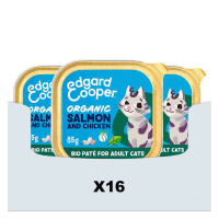 16X Edgard & Cooper Kattenvoer Adult Bio Paté Zalm   Kip 85 gr
