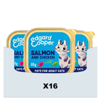 16X Edgard & Cooper Kattenvoer Adult Pate Zalm   Kip 85 gr
