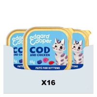 16X Edgard & Cooper Kattenvoer Kitten Pate Kabeljauw   Kip 85 gr