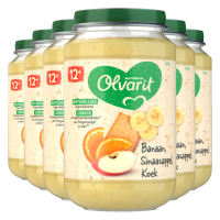 6X Olvarit Fruithapje 12m Banaan Sinaasappel Koek 200 gr