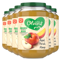 6X Olvarit Fruithapje 12m Appel Perzik Mango 200 gr