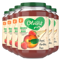 6X Olvarit Fruithapje 6m Appel Aardbei Peer 200 gr