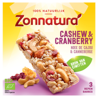 6X Zonnatura Notenreep Cashew Cranberry Biologisch 75 gr