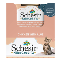 14X Schesir Kattenvoer Kitten 3 12 Kip   Aloe in Gelei 85 gr