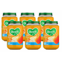 6X Olvarit Maaltijd 8+m Pompoen, Kip & Rijst 200 gr