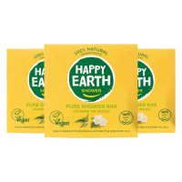 3X Happy Earth 100% Natuurlijke Shower Bar Jasmine Ho Wood 90 gr