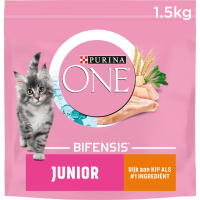 4X Purina ONE Kattenvoer Droog Junior Kip   Volkoren Granen 1,5 kg