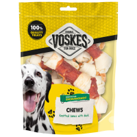 12X Voskes Hondensnacks Geknoopte Botten Runderhuid met Eend 10 stuks
