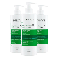 3X Vichy Dercos Anti Roos Shampoo Normaal Tot Vet Haar 390 ml