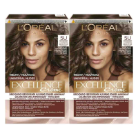 2X L'Oréal Excellence Crème Universal Nudes Permanente Haarkleuring 5U Universeel Lichtbruin