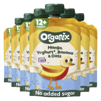 6X Organix Knijpfruit Nutri Fiber 12+m Mango Yoghurt Banaan BIO 100 gr