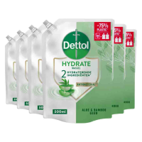 6X Dettol Refill Handzeep Hydrating Aloe Vera 500 ml