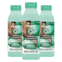 3X Garnier Fructis Hair Food Aloë Vera Shampoo 350 ml