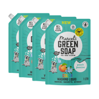 4X Marcel's Green Soap Wasmiddel Kleur Navul Perzik & Jasmijn 23 Wasbeurten 1 liter