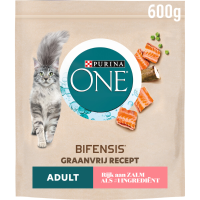 6X Purina ONE Kattenvoer Droog Adult Zalm Graanvrij 600 gr