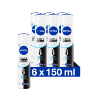 6X NIVEA Deodorant Spray Invisible For Black & White Pure 150 ml