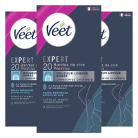 3X Veet Expert Koude Waxstrips Benen Sensitive 20 stuks
