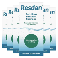 6X Resdan Shampoo Anti Roos Normaal tot Vet Haar 125 ml