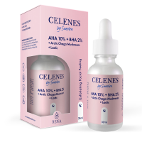 3X Celenes Aha 8% + Bha 2% + Lactic + Arctic Chaga paddenstoel Serum 30 ml