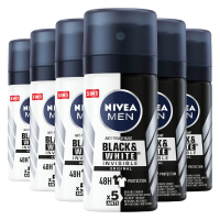 6X NIVEA Men Deodorant Spray Invisible for Black en White Power 35 ml