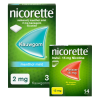 Nicorette patches 15mg + Nicorette kauwgom mint 2mg 30 stuks Pakket