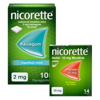 Nicorette patches 10mg + Nicorette kauwgom mint 2mg 105 stuks Pakket