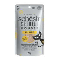 12X Schesir Special Cat Mousse Exigent Kip & Eendenlever 70 gr