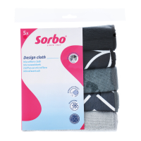 Sorbo Microvezeldoeken Grey & Black 40 x 40 cm 5 stuks
