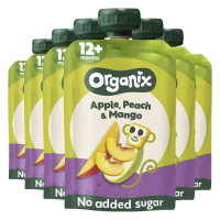 6X Organix Knijpfruit 12+m Appel, Perzik & Mango BIO 100 gr