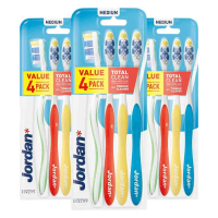 3X Jordan Tandenborstel Total Clean Medium 4 pack 4 stuks