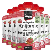 6X de Kleine Keuken Biologische Knijpmix Aardbei, Zoete aardappel & Haver 100 gr