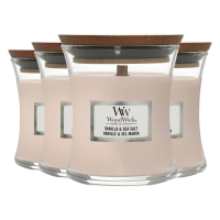 4X WoodWick Geurkaars Mini Vanilla & Sea Salt 85 gr