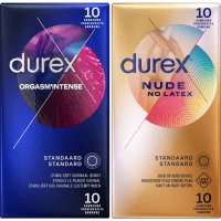 Durex   Orgasm Intense Condooms 10 stuks & Nude No Latex Condooms 10 stuks   Pakket