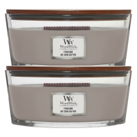 2X WoodWick Geurkaars Ellipse Fireside 454 gr