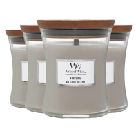 4X WoodWick Geurkaars Medium Fireside 275 gr